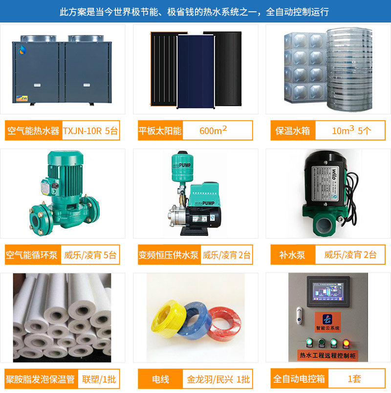 平板太陽(yáng)+空氣能熱水工程